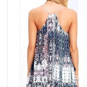 Lulu's Navy Multi-Color Printed Halter Sundress